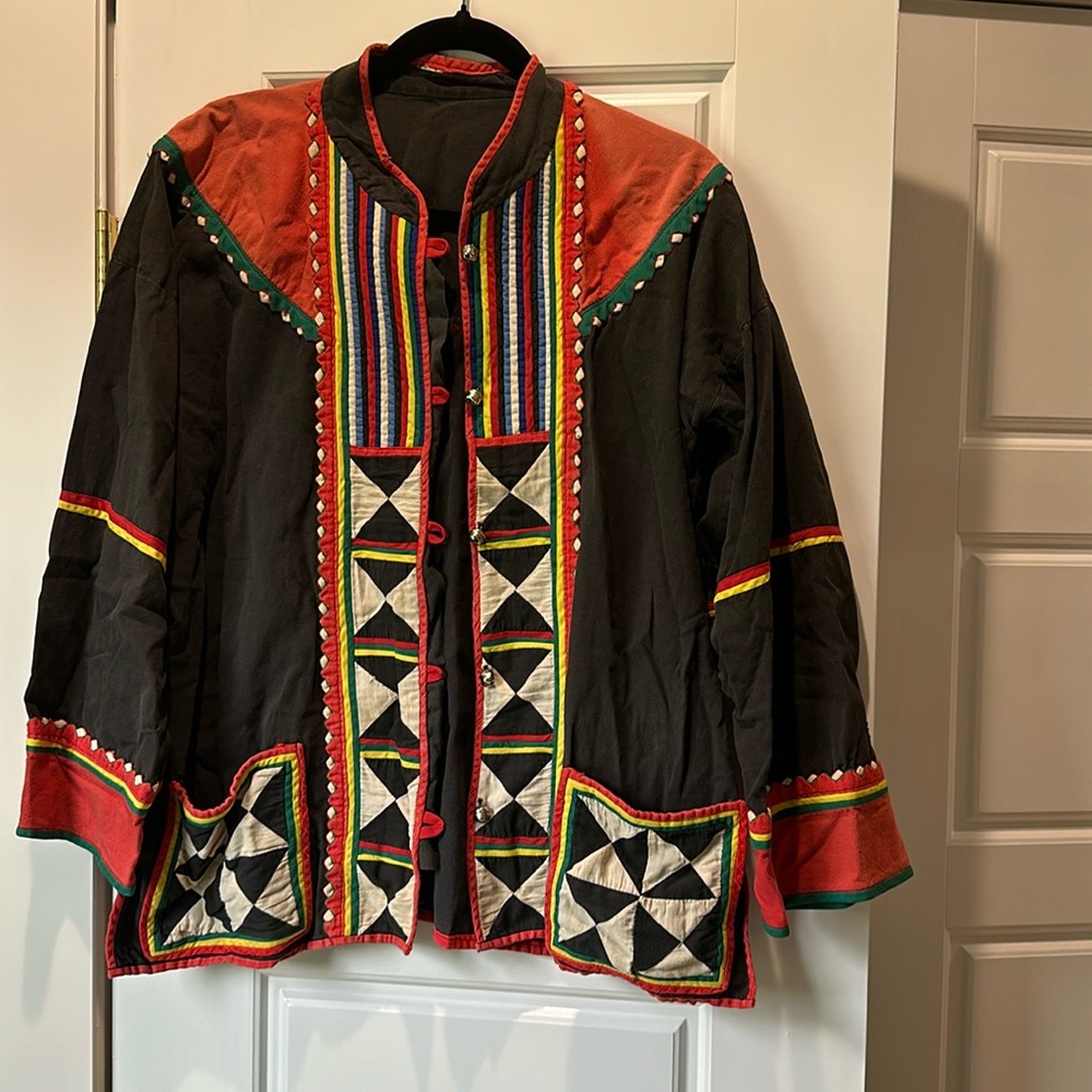 John Fowler vintage 60’s/70’s Asian Style Folk Art jacket cover size 44 RARE!.